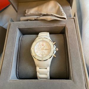 Michele white ceramic watch